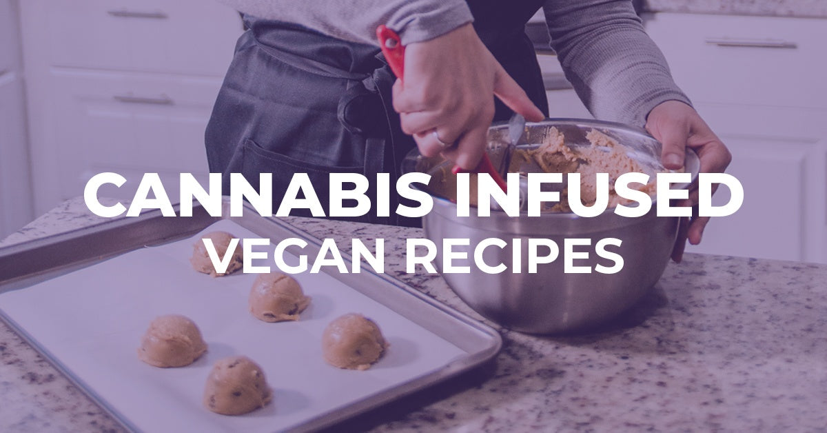 Enjoy these 2 cannabis infused vegan recipes, Peanut Butter Cookie Cake, and No-Egg Rolls!